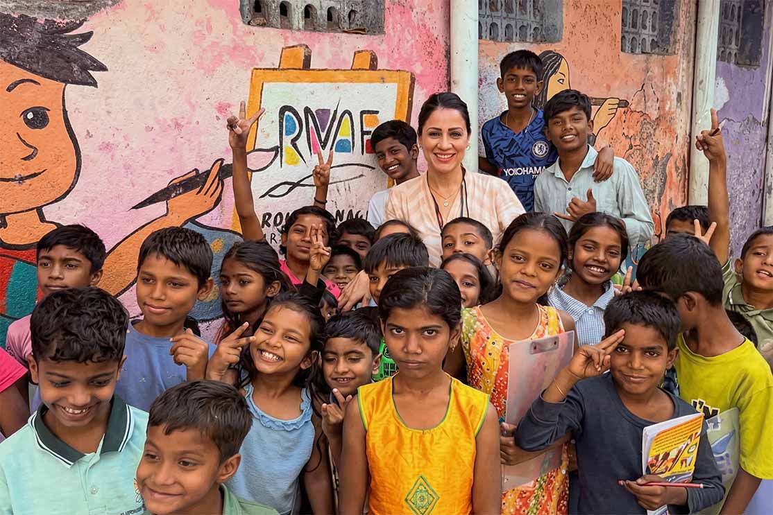 Artist Rouble Nagi won the $1 million Global Teacher Prize for educating a million children through 800+ slum learning centers and murals.